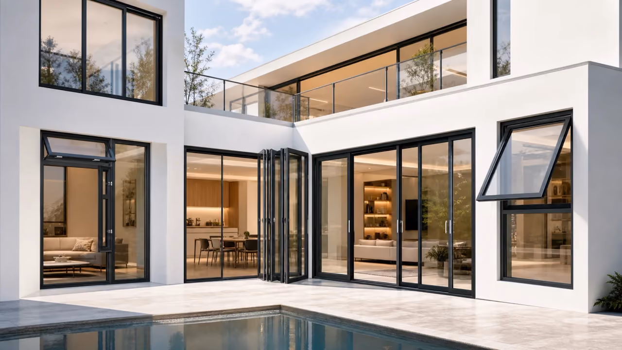 Luxury aluminum windows and doors for a modern villa project